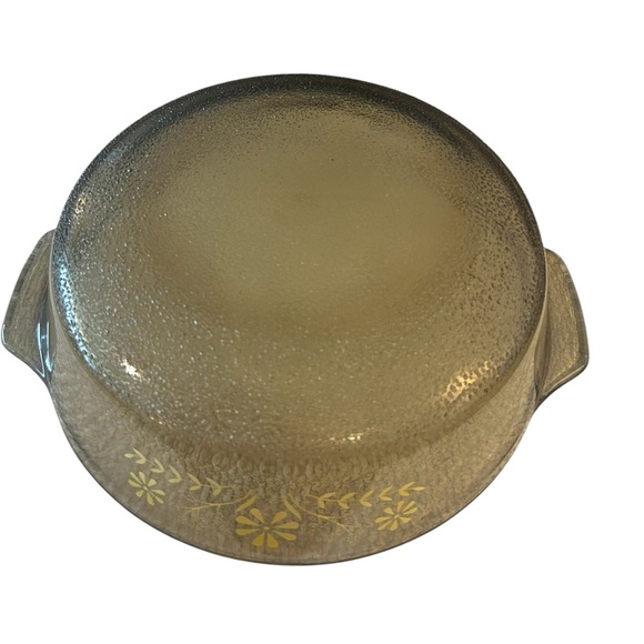 Glassbake Amber Glass Casserole Dish - Yellow Floral vintage - Picture 2 of 7